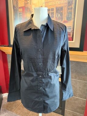 Women's Black Button-Up bib front shirt
